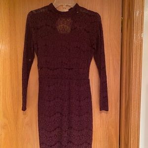 Dark red lace dress